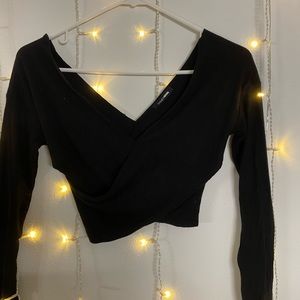 Black fashion nova cross crop top
